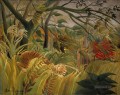 Tiger in einem Tropensturm überrascht Henri Rousseau Post Impressionismus Naive Primitivismus